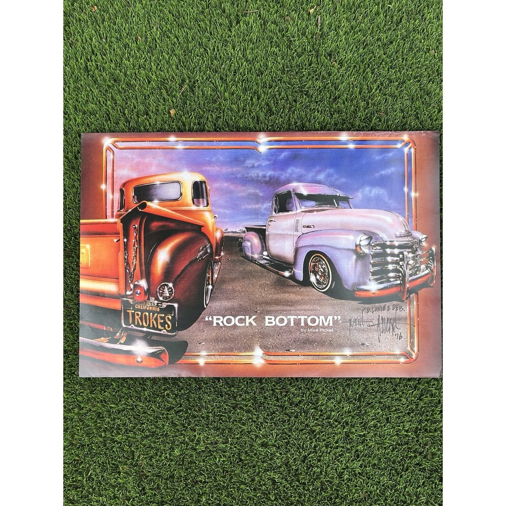 Mike Pickel Rock Bottom Signed Lowrider Chevy Truck Art Poster